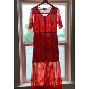 Tiered Maxi Long Dress - Who What Wear Red Floral